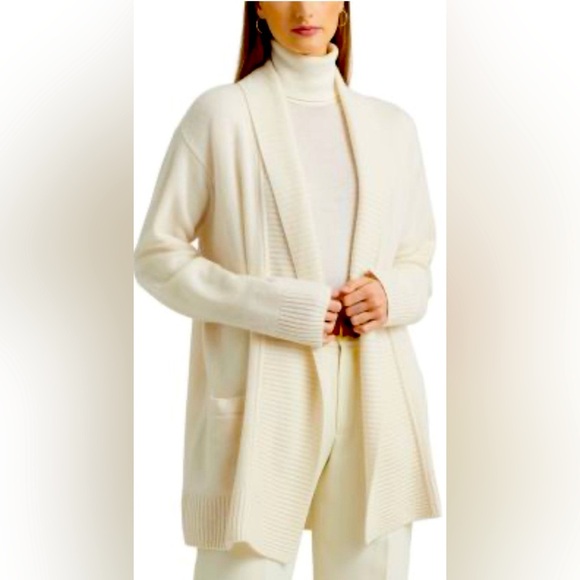 Lauren Ralph Lauren Cream Shawl Collar Washable Cashmere Women's Cardigan NWT - Picture 1 of 9